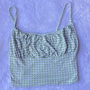 pac sun light green checkered cropped tank